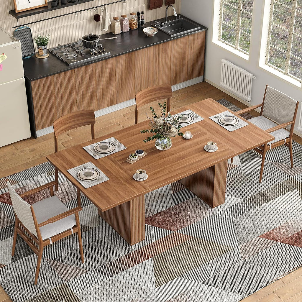 Yanosaku 78.7'' Dining Table for 4 6 8 10, Rectangular Kitchen Table with Storage, Farmhouse Dining Room Table for Kitchen, Dining Room, Living Room