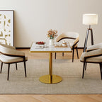 SSLine Marble Square Dining Table,31.5" Tulip Table Bistro Table for 2-4 People,Modern Kitchen Dining Room Furniture with Sintered Stone Tabletop and Stainless Steel Pedestal for Small Places