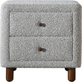 Grey Boucle 2-Drawer Upholstered Nightstand,for Small Spaces