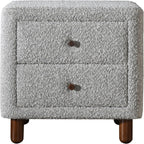 Grey Boucle 2-Drawer Upholstered Nightstand,for Small Spaces