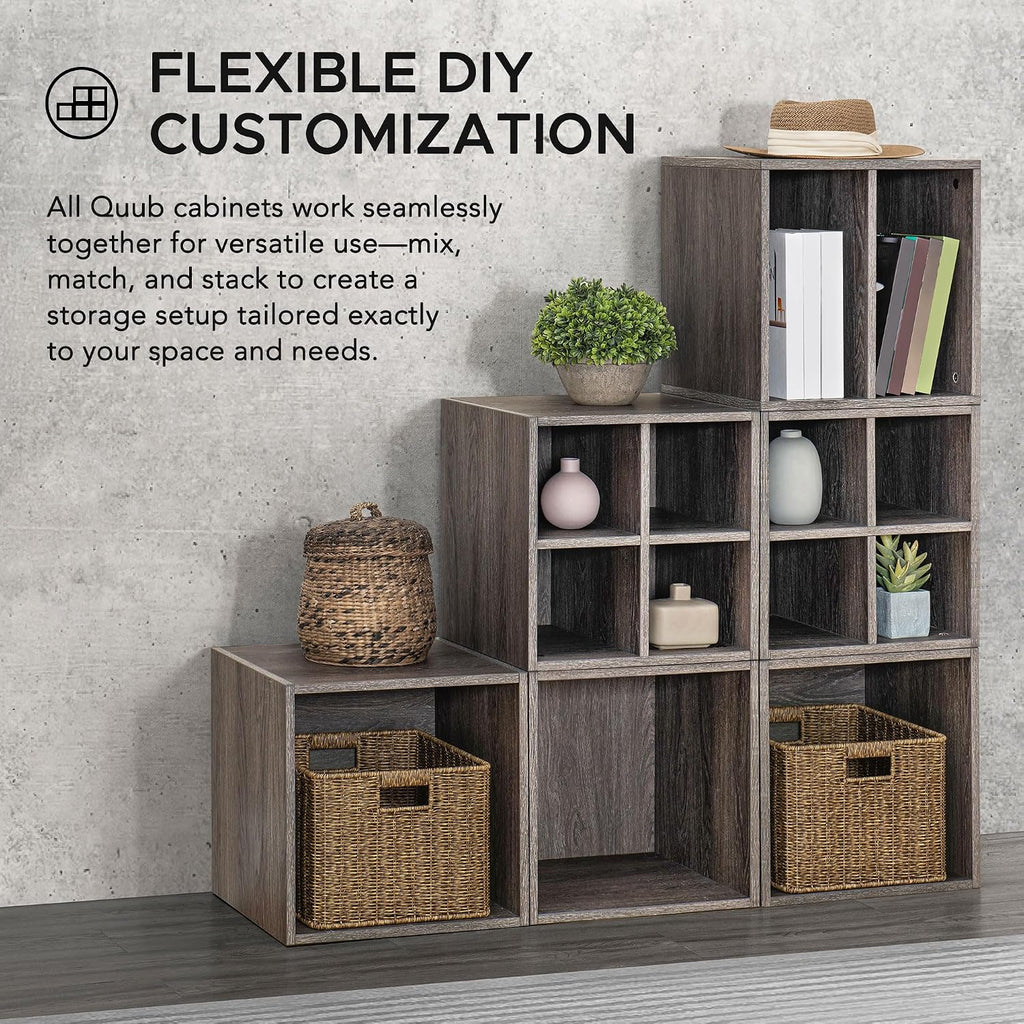 Sunjoy Quub Quarter Saving Stackable MDF Wood Cabinet for Living Room, Bedroom and Other Indoor Space, Walnut…