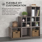 Sunjoy Quub Quarter Saving Stackable MDF Wood Cabinet for Living Room, Bedroom and Other Indoor Space, Walnut…