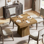 Tribesigns 31.5" Square Dining Table for 4, Farmhouse Kitchen Table with 3.93" Thick Tabletop & Heavy-Duty Base, Space-Saving Small Dinner Table for Dining Room, Apartment, Living Room, Brown