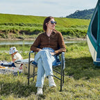 Portal Directors Chair Camping Chairs for Adults with Side Table Folding Lawn Chairs for Adults, Directors Chairs Foldable for Outdoor Chairs for Beach, Travel, Heavy Duty Supports 300LBS, Blue/Grey