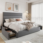 Allewie Modern Full Size Platform Bed Frame with 4 Storage Drawers