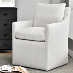 DUHOME Upholstered Dining Chair,Linen Accent Chair for Living Room,Single Sofa with 4 Casters,Upholstered Armchair for Bedroom Reading Waiting Kitchen Dining Room