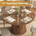 47.24" Round Dining Table for 4, Farmhouse Fluted Kitchen Tables Dining Room Circle Dinner Table, Modern Wood Kitchen & Dining Room Tables