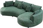125” Curved Boucle Sofa,Modern 5-Seater L-Shape Sectional Couch with Chaise and Memory Foam,Modular Oversized Teddy Sofas for Living Room,Bedroom,Apartment (Right Facing,Green)