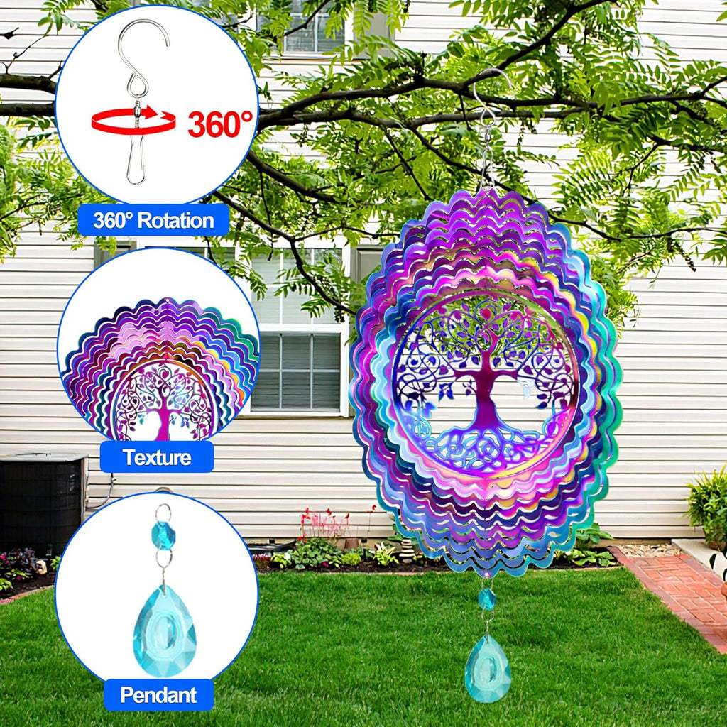 Wind Spinner, Hanging Wind Sculptures,Wind Spinners for Yard and Garden Decor,Yard Decorations Outdoor,Hanging Art Ornaments for Garden Yard Balcony Decor (Tree of Life)