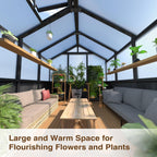 6x12 FT Greenhouse Kit for Outdoor, Thickened Polycarbonate Panel Wooden Walk-in Green House with Lockable Door and Adjustable Roof Vent, Backyard Garden, Black