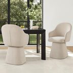 KISLOT Swivel Dining Chairs Set of 4, Upholstered Modern Barrel Dining Chairs with 360° Swivel Base, Chenille Velvet Fabric Accent Kitchen Chairs with Arms, Padded Dining Room Chairs, Sand