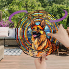 German Shepherd Dog Wind Spinners Outdoor Dog Memorial Gifts, 3D Metal Kinetic Hanging Garden Wind Spinner, Spinner Decor, Wind Sculptures for Outdoor & Indoor, Window, Yard Decor (German Shepherd 1)