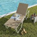 PHI VILLA 78" Oversized Outdoor Chaise Lounge Chair, 27" Extra Wide, 5-Position Adjustable, UV50+ Textilene Mesh, Rust-Proof Frame, Brown