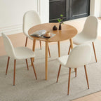 Round Dining Table for 2-4, Mid Century Modern 35 Inch Round Kitchen Table, Space Saving Small Dining Table with Oak Wood Veneer Tabletop and Solid Wood Legs for Dining Room, Living Room