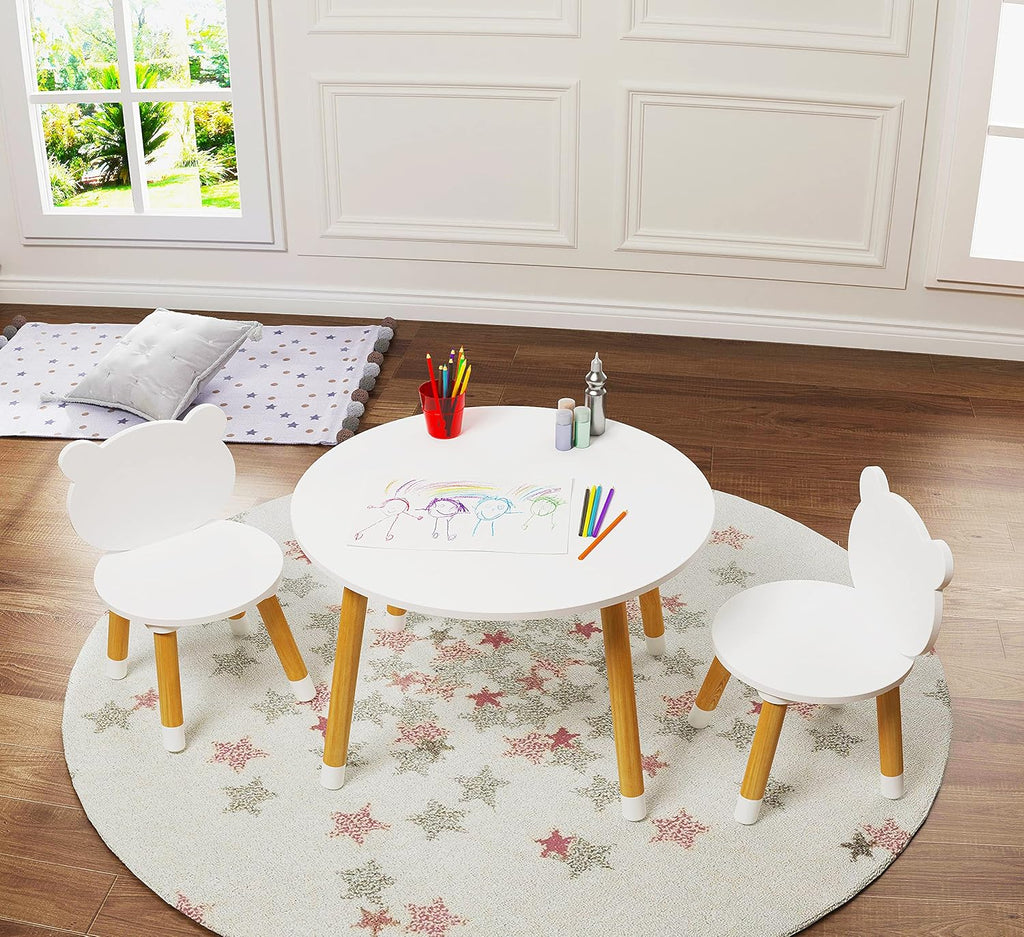 UTEX Kids Wood Table and Chair Set and Kids Sling Bookshelf