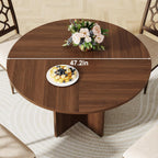 47 Inch Round Dining Table for 4-6 People, Rustic Circle Kitchen Table with X-Shaped Stable Pedestal, Dinner Table for Dining Room Kitchen Living Room, Walnut