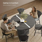 SICOTAS Round Dining Table for 4 6 People 47" Fluted Kitchen Dinner Table Modern Wooden Circle Dining Room Table with Sturdy Base for Dining Room Kitchen Living Room, Dark Grey Alder
