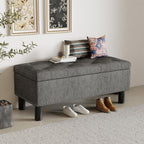 Furniliving 42" Ottoman with Storage, End of Bed Bench with Button-Tufted Large Upholstered Ottoman Entryway Bench Storage Bench for Bedroom, Living Room, Linen, Grey
