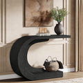 Tribesigns 43.3" Farmhouse Console Table for Entryway, Unique C-Shaped Rustic Sofa Table Behind Couch with Storage for Living Room, Hallway, Entry, Entrance, Foyer, Easy Assembly, Black