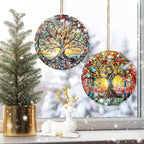 Colorful Ceramic Tree of Life Christmas Ornament, Tree of Life & Christmas Ornaments for Tree, Holiday Decor - Pattern C