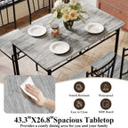 5 Piece Dining Table Set, Modern Metal&Wood Kitchen Dinner Table with 4 Chairs, Dining Room Table Sets for Small Spaces, Gray