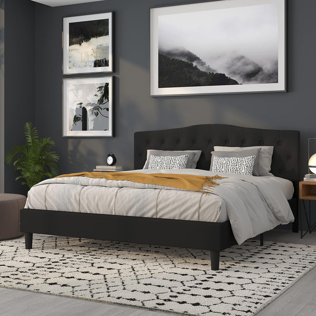 Flash Furniture Cambridge Tufted Upholstered King Size Headboard in Black Fabric