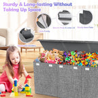 Extra Large Toy Box with Lids, Large Storage Chest Organizer, 40"x14"x16" | Collapsible Sturdy Kids Toy Chest Bins with Dividers for Boys Girls, Nursery Bedroom Playroom Organization, Gray