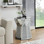 Mirrored End Tables with Polygonal Shaped,Mirrored Sofa Bedside Table Accent Table,Smooth Mirror Finish for Bedroom,Living Room