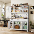74.8" Tall Metal Pantry Cabinet with Charging Station & LED Light | Kitchen Pantry Storage Cabinet with 6 Adjustable Shelves, Large Cupboard for Kitchen,Dining Room, Living Room, Office