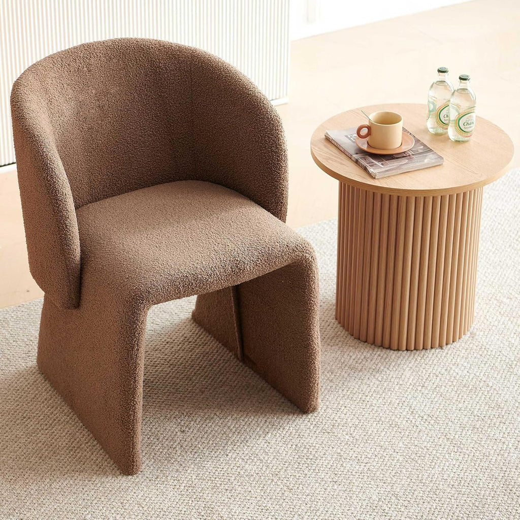 Homedot Upholstered Dining Chairs Set of 6, Modern Dining Room Chairs with Barrel Back, Accent Arm Chair for Dining Room, Living Room, Bedroom, Vanity, Brown