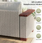 PaPaJet Outdoor Loveseat Patio Sofa, Wicker Couch with Solid Armrests & Legs, 4.7" Thick Cushion, UV-Resistant Modular Sofa for Porch, Backyard, Garden