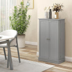 41" Paper Gray Kitchen Pantry Cabinet Freestanding Vertical Cupboard with Double Doors 5-Tier Interior Shelves & 12 Door Racks Adjustable Storage