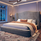 Homkdom 49" Cloud Bed Frame King Size with Tall Wingback Headboard