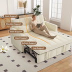 Nebuaegis Sleeper Sofa Bed,3-in-1 Convertible Pull Out Couch with Adjustable Backrest for Living Room,Loveseat Sofa Bed with Side Pockets,Easy Assembly,Beige,1 PCS