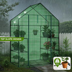 Outvita Walk-in Greenhouse, Outdoor Durable PE Plant Green House for Frost Protection with 3 Tiers 4 Shelves, Shelf Clips, Roll-up Zipper Door, 56"x29"x77" Green