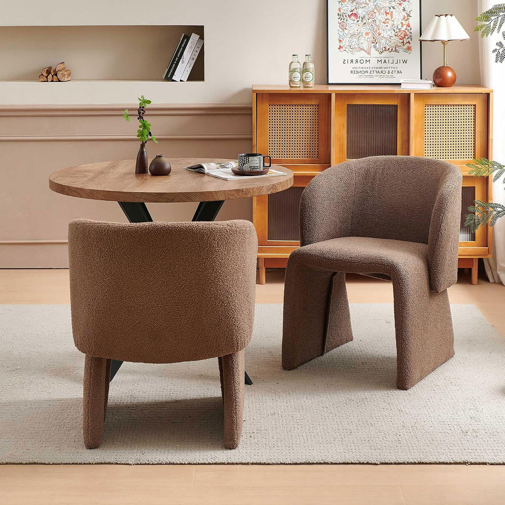 Homedot Upholstered Dining Chairs Set of 6, Modern Dining Room Chairs with Barrel Back, Accent Arm Chair for Dining Room, Living Room, Bedroom, Vanity, Brown
