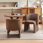 Homedot Upholstered Dining Chairs Set of 6, Modern Dining Room Chairs with Barrel Back, Accent Arm Chair for Dining Room, Living Room, Bedroom, Vanity, Brown