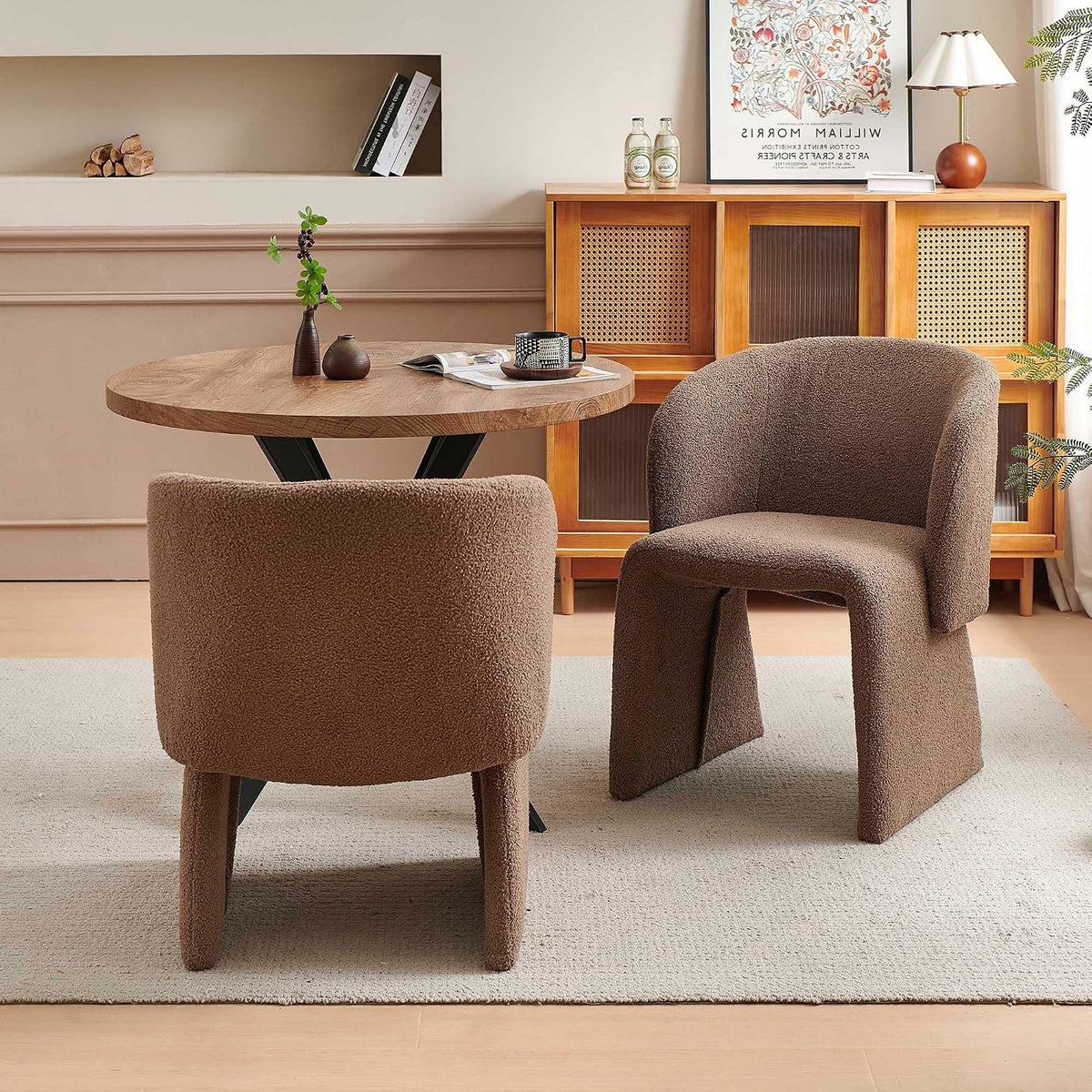Homedot Upholstered Dining Chairs Set of 6, Modern Dining Room Chairs with Barrel Back, Accent Arm Chair for Dining Room, Living Room, Bedroom, Vanity, Brown
