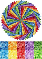5"x 5" 50 PCS 100% Cotton Floral Fabric Squares Bundles Quilting Supplies for Sewing DIY & Quilt Beginners— Paisley