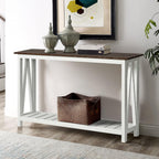 ChooChoo Farmhouse Console Table, Narrow Sofa Table for Entryway, 40 Inch | Rustic Entryway Table for Living Room, Hallway, White