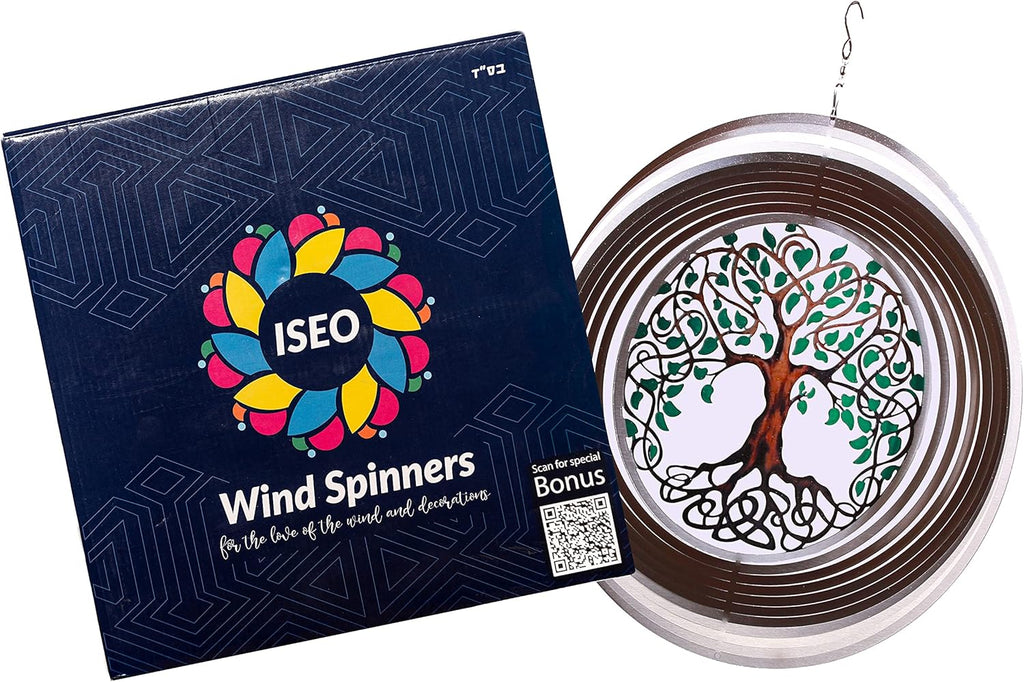 ISEO Tree of Life Wind Spinner for Yard and Garden, Hanging Outdoor Decor, Yard Art, Porch and Patio Decorations, Metal Wind Spinners Outdoor, Weather Resistant, 15”