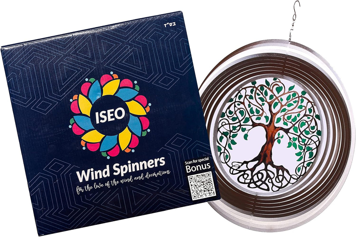 ISEO Tree of Life Wind Spinner for Yard and Garden, Hanging Outdoor Decor, Yard Art, Porch and Patio Decorations, Metal Wind Spinners Outdoor, Weather Resistant, 15”