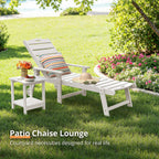 LUE BONA Outdoor Chaise Lounge, 5‑Position, 2‑Pack, White