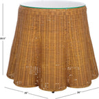 SAFAVIEH Couture Collection - Hylda Natural Rattan Accent Table, Round Shape, Glass Top Design, Fully Assembled (CWK3011A)