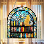 Personalized Cat with Book Acrylic Suncatcher Custom Reading Window Hanging Breeds Gift for Mom Lover Sun Catchers Indoor Windown Suncatchers Windows Garden Decor Outdoor