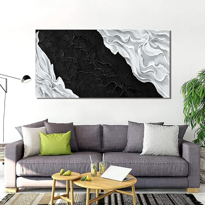 YISXINOAG Canvas Art Wall Decor Abstract Wall Art For Living Room Modern Canvas Prints Pictures For Wall Black And White Wall Art For Hotel Home Wall Decor 24x48 Inch