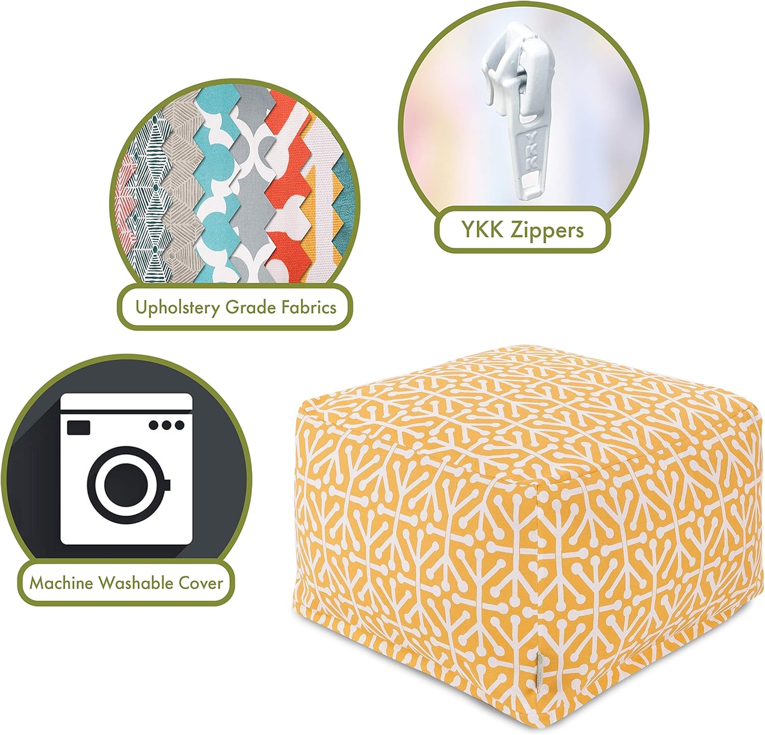 Majestic Home Goods Aruba Ottoman, Large, Citrus