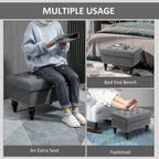 Versatile Upholstered Storage Ottoman with Tufted Lid and Nailhead Trim for Living Room, Bedroom or Entryway