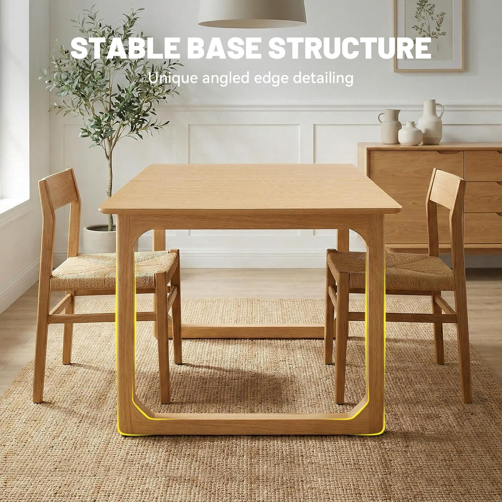 HNY Extendable Wood Dining Table for 4-8, 71" Inch Modern Rectangular Kitchen Tables with Wooden Base Farmhouse Dinner Table for Dining Room, Living Room, Home, Natural Oak