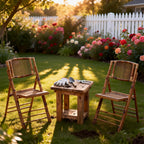 2 Pack Certified Bamboo Folding Chair, Completely Upgraded Foldable Vintage Dining Chair with 330lb Handcrafted for Living Room Patio Garden Balcony Indoor/Outdoor (, Antique Brown)